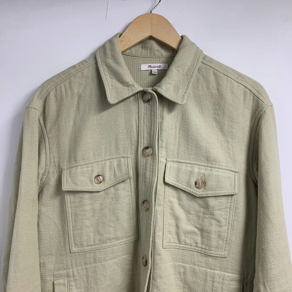 Madewell Women's Branner‎ Back Sage Green Waffle Shirt Jacket Size XS - Picture 4 of 13